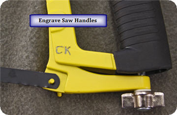engraved hack saw