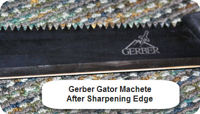 Gerber machete edge sharpened