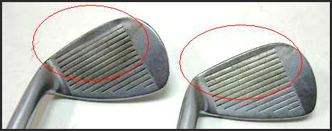 Worn -Golf Club Face Grooves